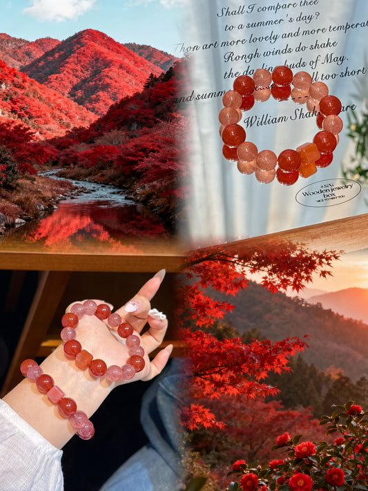 Strawberry crystal + Red agate crystal bracelet