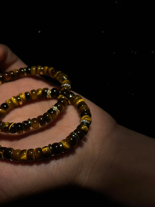 Tiger Eye Stone Design Style / Crystal Bracelet / Aries Zodiac Lucky Bracelet