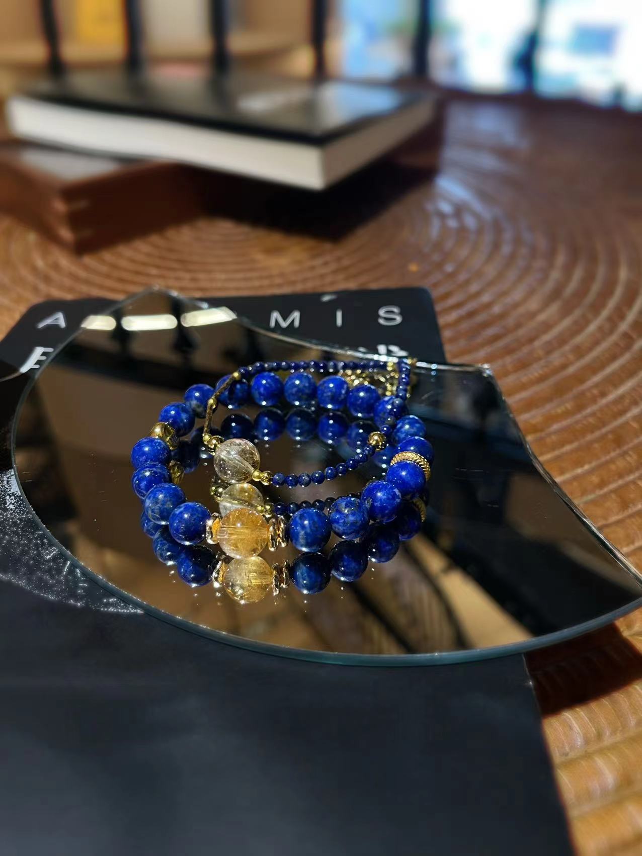 Lapis Lazuli Set/crystal bracelet/Double-ring bracelet