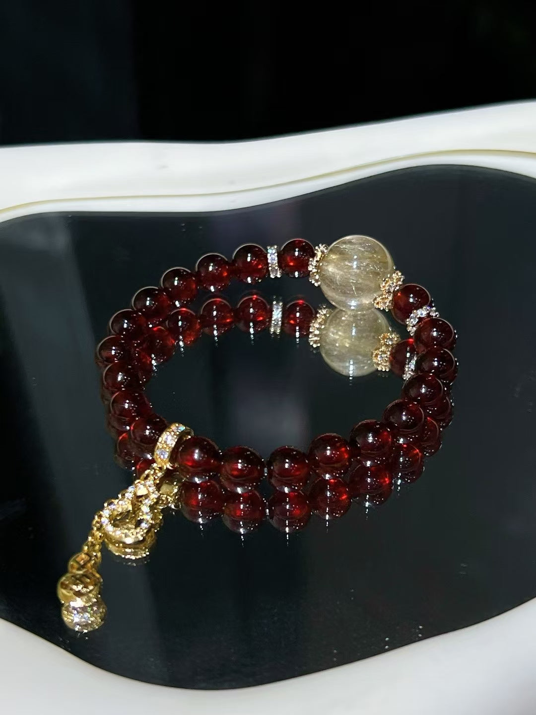 Natural Tourmaline+natural golden quartz.DIY Customized Crystal Beaded Necklace