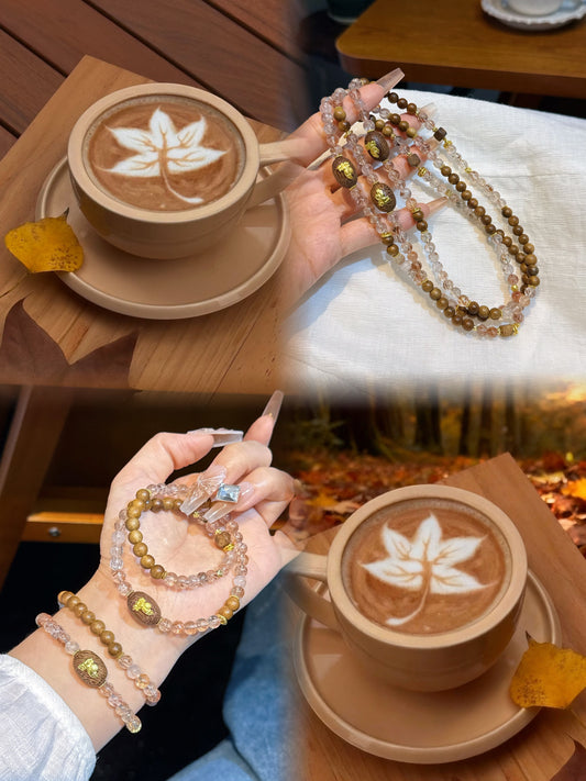 Chenjin Susu Guang · Coffee Milk Bean/crystal bracelet/DIY bracelet/Double-ring bracelet