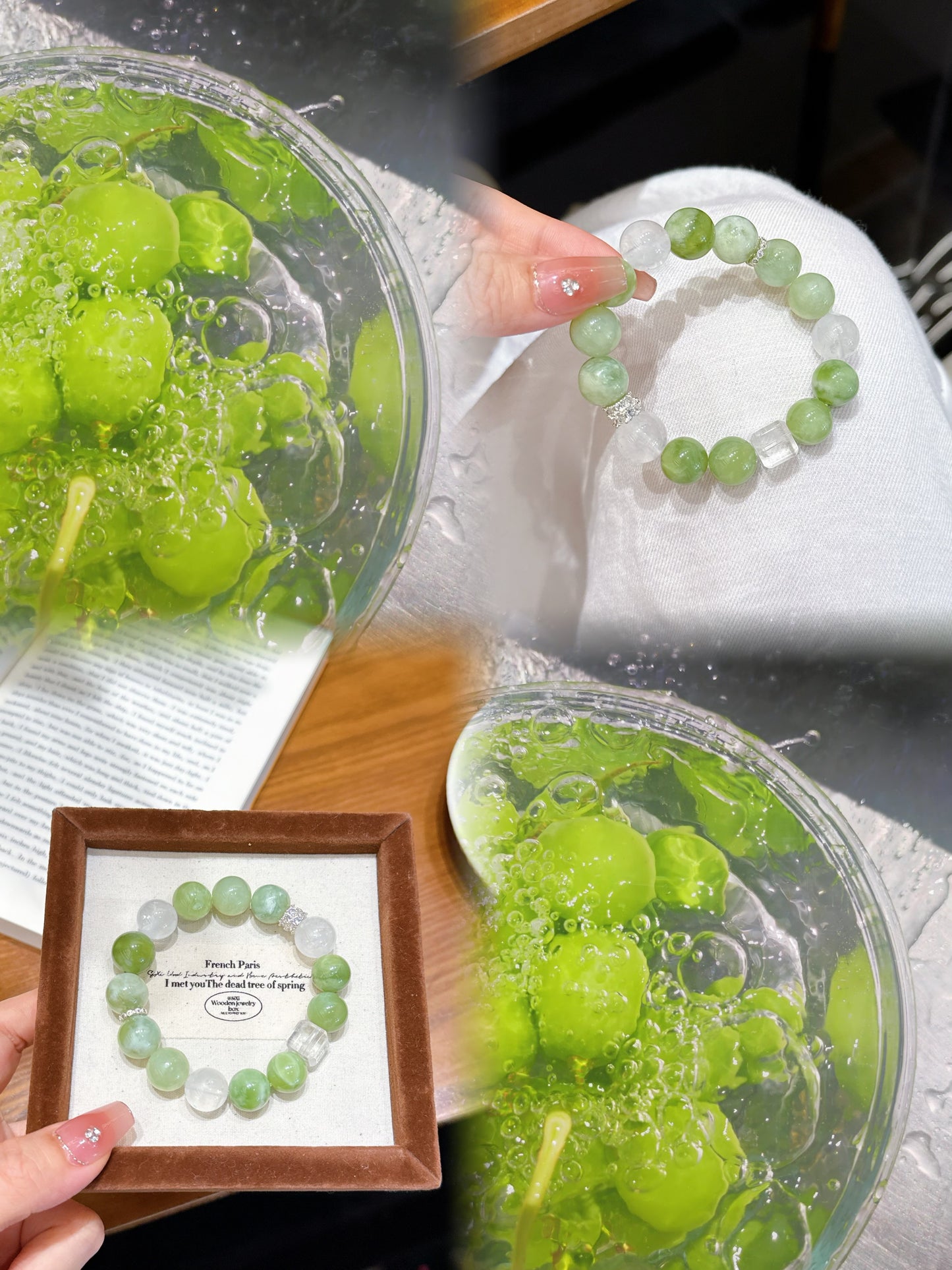 Green Grape Milk Cap/DIY/crystal bracelet