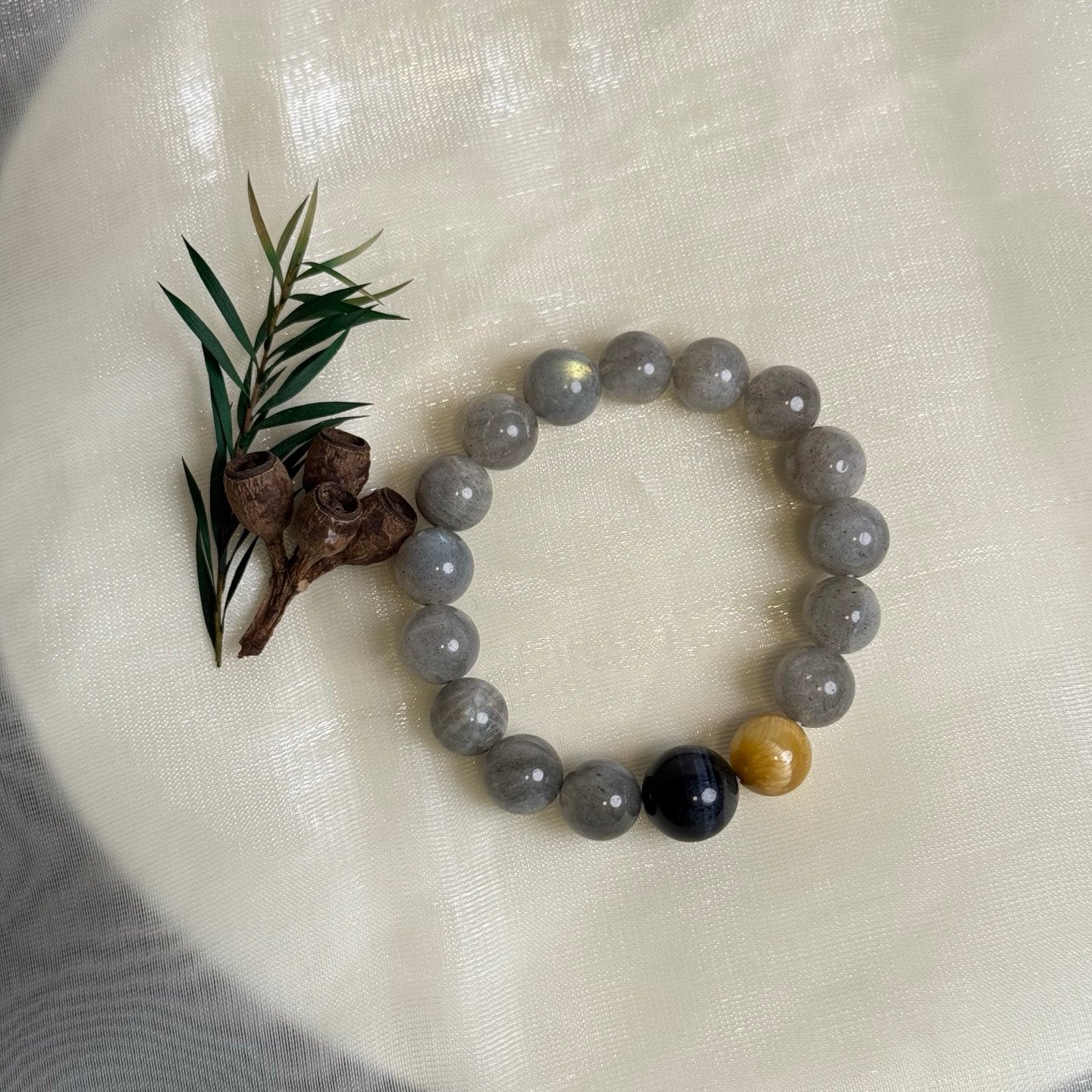 Natural Grey Moonstone Beaded Bracelet/Diy crystal bracelet