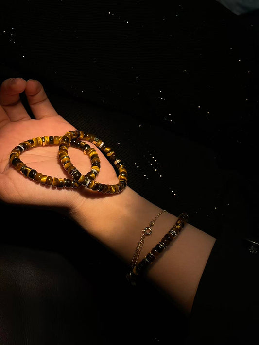 Tiger Eye Stone Design Style / Crystal Bracelet / Aries Zodiac Lucky Bracelet