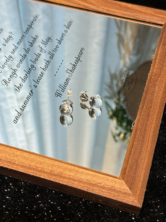 Double Stars' Dreamfall · White Crystal/S925 pure silver ear stud/Natural white crystal small bulb earrings