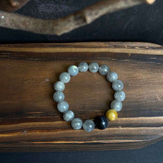 Natural Grey Moonstone Beaded Bracelet/Diy crystal bracelet