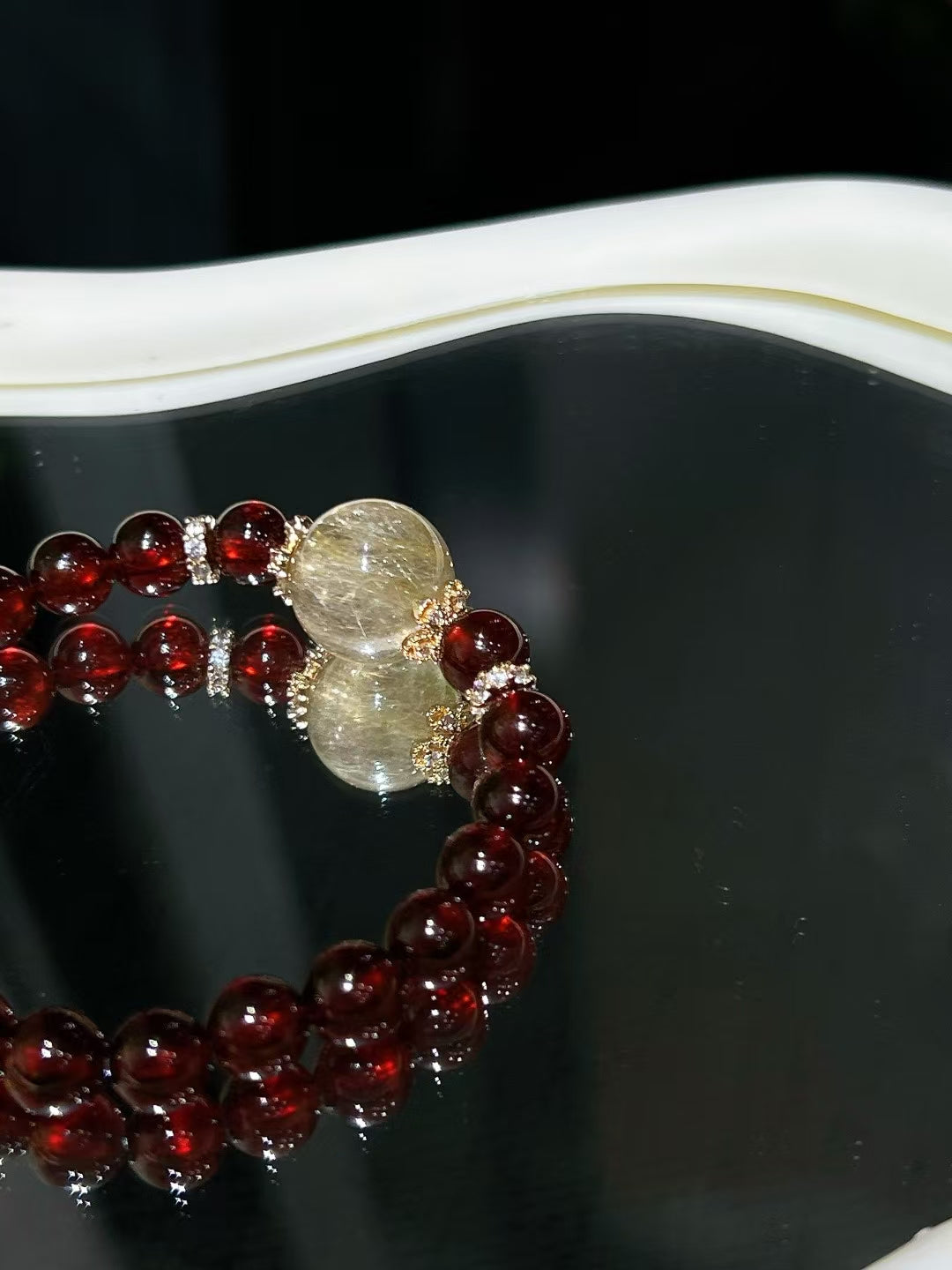 Natural Tourmaline+natural golden quartz.DIY Customized Crystal Beaded Necklace
